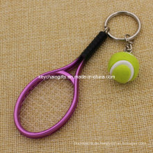 Großhandels-preiswerter kundenspezifischer Plastik-Tennis-Schläger-Schlüssel Keychain